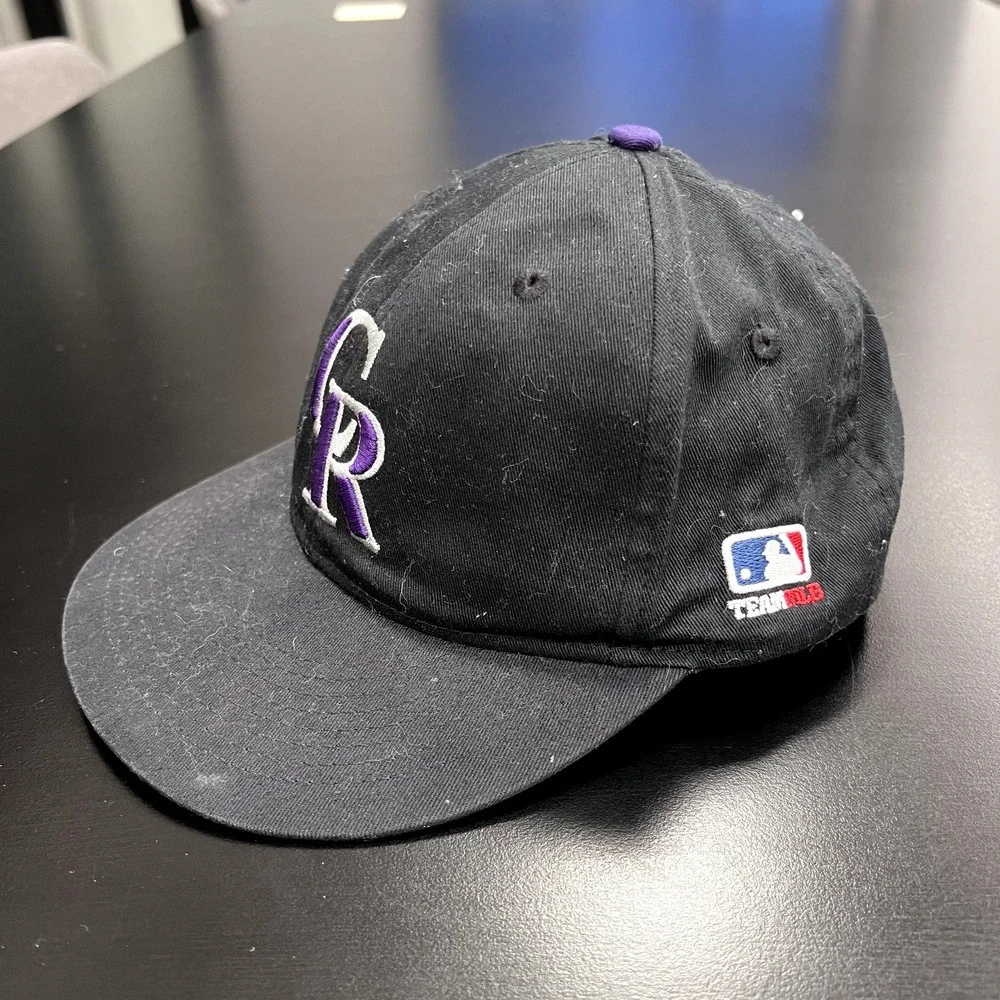MLB Colorado Rockies Baseball Hat Cap Youth Black Purple Adjustable‎ Strap Back